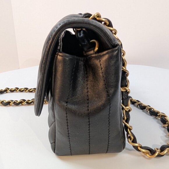 Chanel Black Classic Mini Chevron Quilted Lambskin Flap Bag - Picture 7 of 15